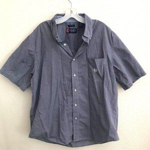 Chaps button up shirt short sleeve mens size XL gray/blue check